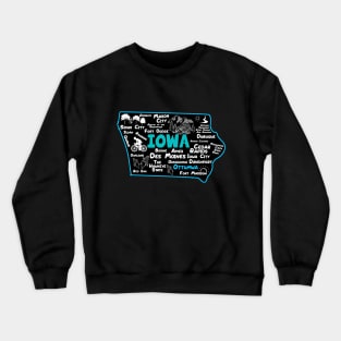 Ottumwa Iowa map Des Moines Sioux City, Mason City, Boone, Ames, Davenport, Fort Madison Crewneck Sweatshirt